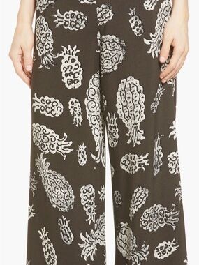 NIC+ZOE Olive Wide-Leg Pineapple Print Pants